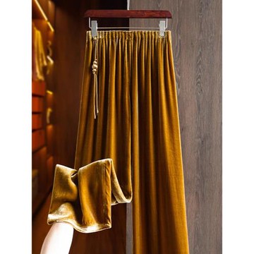 新中式絲絨闊腿褲女2025秋季新款洋氣寬松直筒褲垂感顯瘦休閑長褲