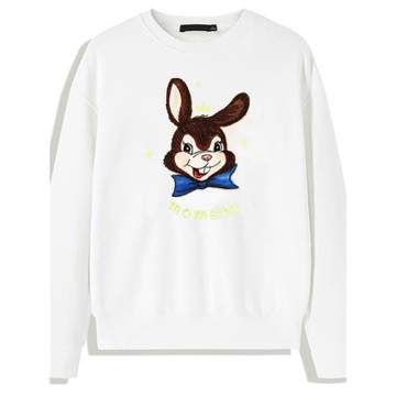 妙趣慵懶范 棉料套頭圓領 科技植絨萌兔 時尚男士針織衛衣 P 4410