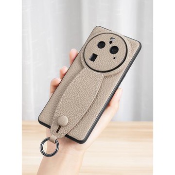 適用oppofindx6pro手機殼新款女手腕真皮高端帶掛繩新款OPPO X6保護殼防摔曲面腕帶支架男士高級感全包保護套