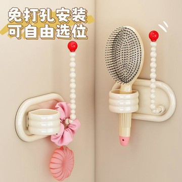 隔日💥小帆船簡約現代掛鉤樹脂材質髮圈、髮箍及梳子置物架免打孔粘膠式