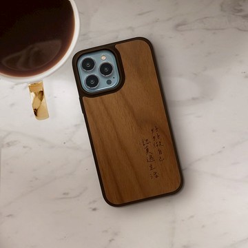客製化禮物 iPhone 14/ 13 /12 客製手寫 刻字 木紋防摔手機殼