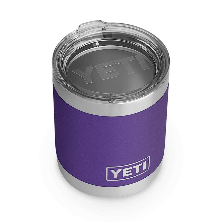 YETI Rambler 10オンス ローボール 蓋付き 真空断熱 ステンレス製、ピークパープル