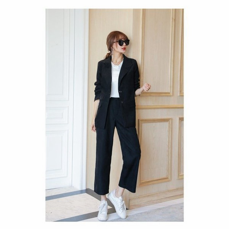 スーツ レディース 春秋 無地 着痩せ 通勤 フォーマル 結婚式 二次会 上品 女性 代 30代 大人 長袖 セットアップ カジュアルブレザー ロングパンツ 2点セット 通販 Lineポイント最大0 5 Get Lineショッピング