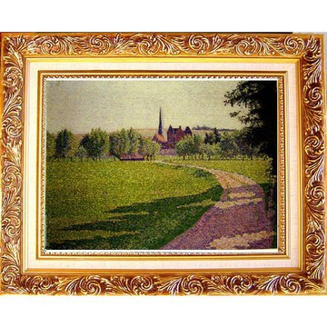 【中幅】教堂  Lucien Pissarro路西安畢沙羅- 厄哈格尼教堂 壁飾 掛畫  50x40cm