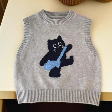 新款秋冬兒童毛衣馬甲韓版洋氣卡通男女童外穿可愛馬夾坎肩潮童裝 鑫弘-萌寶童裝