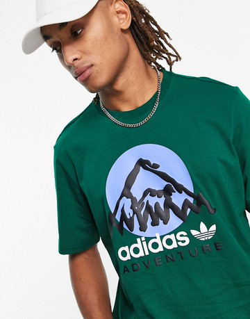 adidas Originals Adventure large chest graphic t-shirt in green