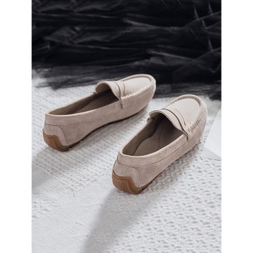 香港真皮豆豆鞋平底孕婦鞋女2025新款網紅韓版百搭一腳蹬休閑單鞋