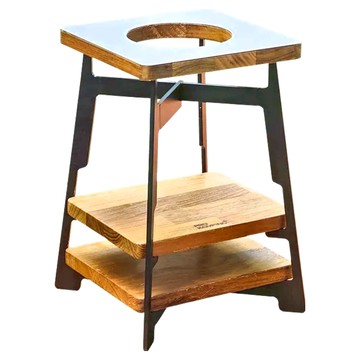 PRO KAMPING 領航家 匠人爐架 尺寸21x21x30 cm±5% 鑄鐵+櫸木  原木色 + 黑色  1個