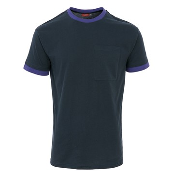 中性假兩件配色T-shirt-黑莓藍(266110270)