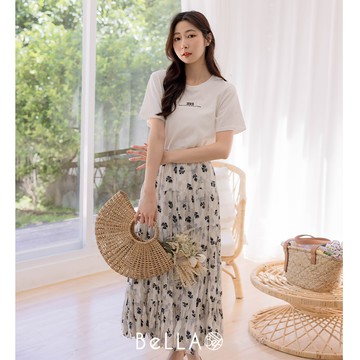 【三件$1500】BeLLA 莫藍捏皺長裙 典雅杏