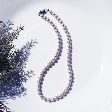 銀色淡水珍珠串鍊 - 銀花