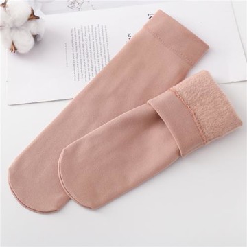 秋冬季雪地襪子男女加厚加絨襪月子中長筒短襪薄絨地板襪純黑肉色