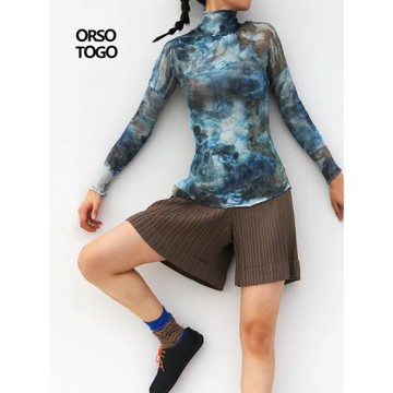 (免運)ORSOTOGO褶皺夏季短褲女寬松胖mm休閑熱褲打底大碼薄款外穿純色