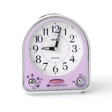 SEIKO精工音符圖案紫白色鬧鐘【NV49】柒彩年代