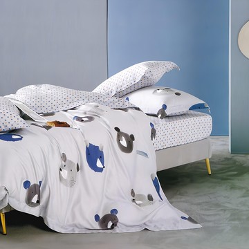 貝淇小舖 40支100%純天絲TENCEL 雙人鋪棉床罩7件組  35公分  追夢熊