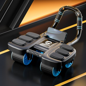 MICHAEL FITNESS 麥克健身 四輪六肘撐健腹輪/滾輪/健腹輪 42 x 35.5 x 10.5cm  單一商品  黑色/藍色