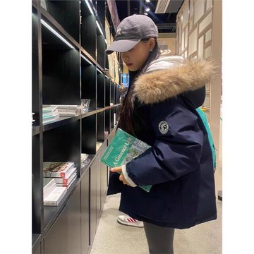 SNICYKER高級感大毛領羽絨服女冬季寬松百搭白鴨絨保暖派克服外套