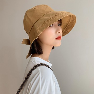 藻土屋韓版網紅遮臉蝴蝶結防曬小臉帽 漁夫帽-a