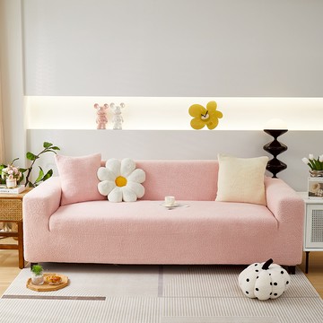 【好物良品】《一人座短毛保暖系列》立體提花彈力沙發罩90~130cm｜5色任選 贈抱枕套x1天空藍 一人座