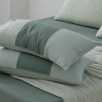 好關係 HAOKUANXI | 目青草綠-天然色織棉拼接枕套組