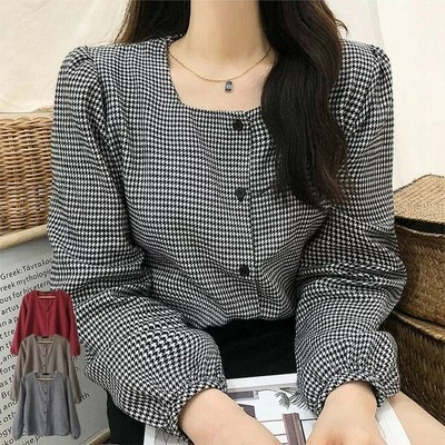 上等なトップス新素材新作 千鳥柄レイヤードブラウス COEL FREE SIZE Tシャツ