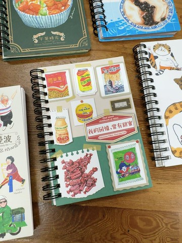我的回憶常有甜蜜 A6回收紙線圈本 筆記本 零食 古早味