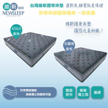 【直人木業】NEWSLEEP四季雙面機能蜂巢式獨立筒護脊床墊-雙人5尺