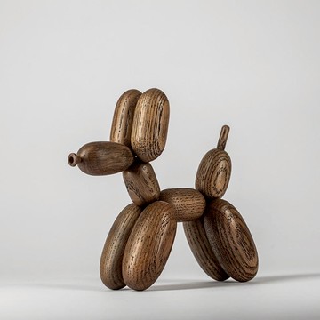 氣球狗造型橡木擺飾(大) 雪茄黑