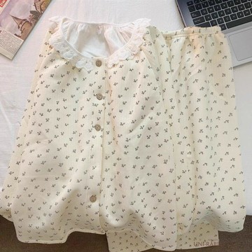 【臺灣出貨】空氣棉睡衣女士秋冬季新款甜美碎花大碼套裝加厚保暖家居服可外穿睡衣女女生睡衣韓國居家服居家睡衣可愛睡衣
