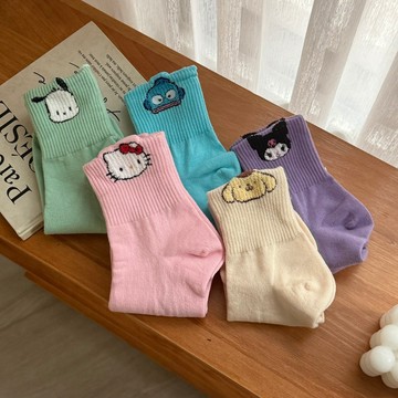 🔥隔日配｜KTUSA 三麗鷗 SANRIO 立體毛毛彩色中筒襪 可愛 卡通襪 凱蒂貓 庫洛米 人魚漢頓 帕恰狗 布丁狗