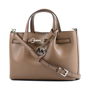 MICHAEL KORS Carson 鵝卵石紋手提/斜背二用包-可可色/小