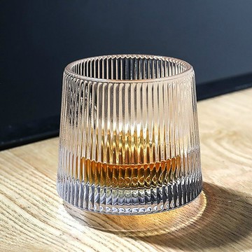 可旋轉威士忌酒杯 2 件套老式搖滾酒杯 6.2 盎司水晶旋轉品嚐酒杯