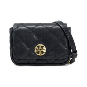 【TORY BURCH】菱格紋腰包/側背兩用鍊包-黑色