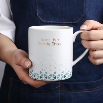 北歐禮品簡約陶瓷漸變色馬克杯咖啡杯早餐杯辦公幾何杯帶蓋