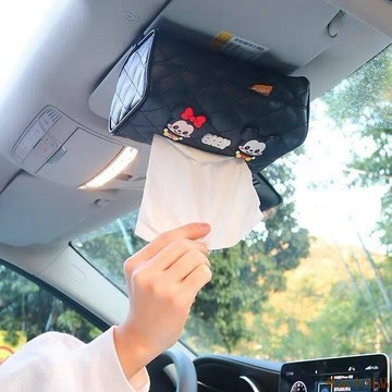 特品關注🌞汽車面紙盒 車用面紙盒 創意可愛卡通 車內用遮陽板掛式 內飾用品 車用面紙套車用衛生紙盒 車内用品汽車百貨