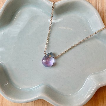 人魚的眼淚14k包金項鍊-進口捷克琉璃水滴珠