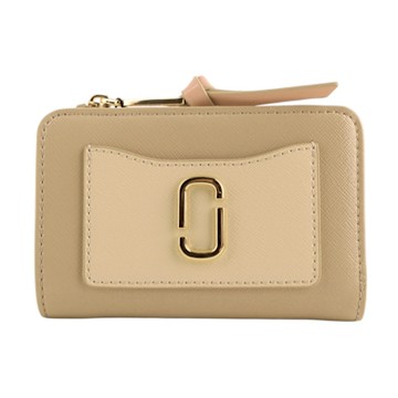MARC JACOBS SNAPSHOT 撞色皮革雙折短夾(米x褐)