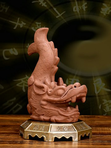 廚房在西北角火燒天門擺件陶土螭吻避火龍西北方火氣吞火鴟吻