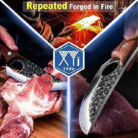 XYJ FULL TANG 5.5 Inch Stainless Steel Boning Knife Chef Fishing Knives Carry Leather Sheath Outdoor Cooking Knives Meat Butcher Knife For Camping Kit