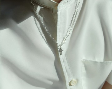 復古黑銀【十字暗影】999純銀/項鍊吊墜/銀黏土手作