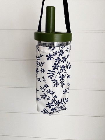 hairmo防潑水飲料手提袋-藍葉(冰壩杯/手搖/保溫瓶/大象杯)