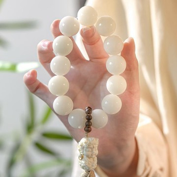 臺灣出貨 冰清玉潔度母白玉菩提手串男女大尺寸菩提根手持手串盤玩佛珠文玩