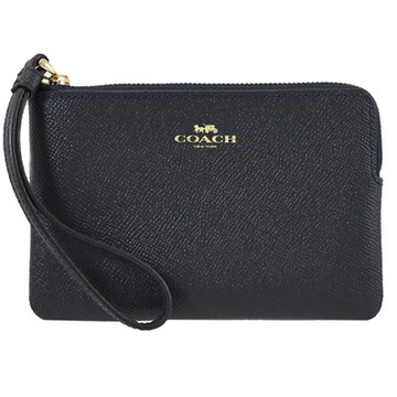 COACH 馬車LOGO烙印防刮全皮革手拿包.深藍