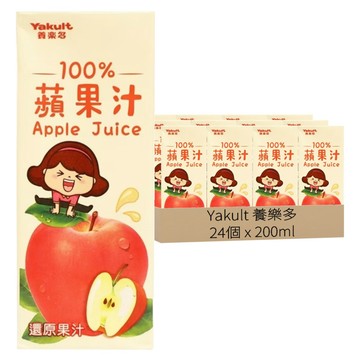 Yakult 養樂多 100%蘋果汁  24個  200ml