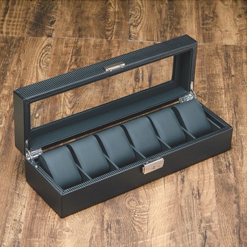 手表盒收納箱手鏈首飾盒家用高檔黑色皮革玻璃天窗包裝整理表盒子