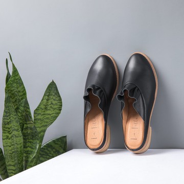 羊皮小摺裙_黑色