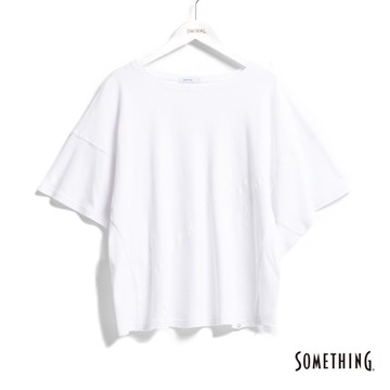SOMETHING 女裝 造型剪裁寬版短袖T恤-白色