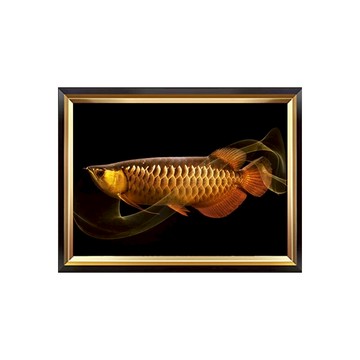現代輕奢餐廳畫招財金龍魚客廳裝飾畫橫幅背景墻壁畫飯廳飯店掛畫