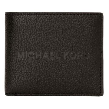 MICHAEL KORS-壓印字母LOGO荔枝紋皮革零錢袋短夾(黑)