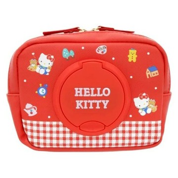 【震撼精品百貨】凱蒂貓_Hello Kitty~日本SANRIO三麗鷗 KITTY多功能皮質紙巾收納包 seepo 紅格*69177